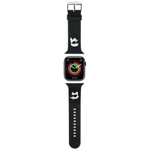 Remienok Karl Lagerfeld KLAWLSLKCNK Apple Watch Strap 42/44/45/49mm black 3D Rubber Karl&Choupette Heads (KLAWLSLKCNK)