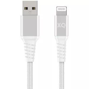 Kábel XQISIT Cotton braided Lightn. to USB-A 2.0 200cm U white (48060)