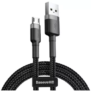 Kábel Baseus Cafule Micro USB cable 2.4A 0,5m (gray + black) (6953156280304)