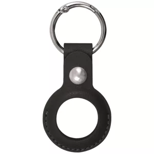 Púzdro XQISIT Faux Leather Keyring for AirTag Black (46344)