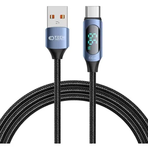 Kábel TECH-PROTECT ULTRABOOST LED TYPE-C CABLE 66W/6A 200CM BLUE (5906203690688)