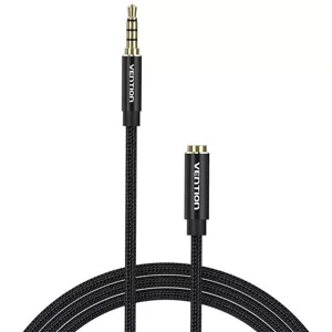 Kábel TRRS 3.5mm Male to 3.5mm Female Audio Extender 5m Vention BHCBJ Black
