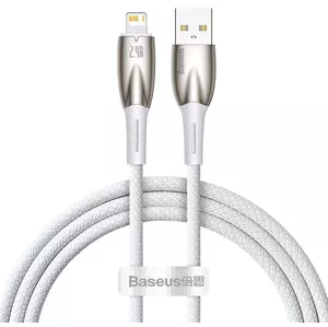 Kábel USB cable for Lightning Baseus Glimmer Series, 2.4A, 1m (White)