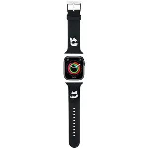 Remienok Karl Lagerfeld KLAWMSLKCNK Apple Watch Strap 38/40/41mm black 3D Rubber Karl&Choupette Heads (KLAWMSLKCNK
