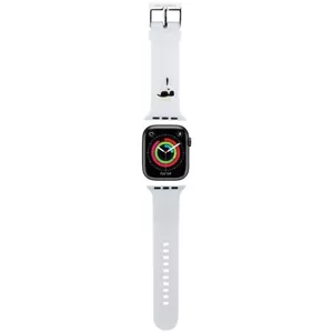 Remienok Karl Lagerfeld KLAWLSLKNH Apple Watch Strap 42/44/45/49mm white 3D Rubber Karl Head (KLAWLSLKNH)
