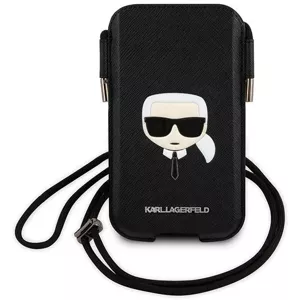 Taška Karl Lagerfeld Handbag KLHCP12LOPHKHK 6,7" black hardcase Saffiano Ikonik Karl`s Head (KLHCP12LOPHKHK)