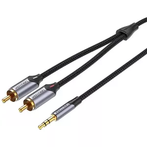 Kábel 2xRCA cable (Cinch) jack to 3.5mm Vention BCNBL 10m (grey)