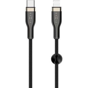 FIXED Cable USB-C/Lightning a podporou PD 0.5 m certifikácia MFi opletený čierny