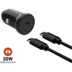 FIXED Car s USB-C výstupom a USB-C/USB-C káblom podpora PD 1 meter 20 W čierna