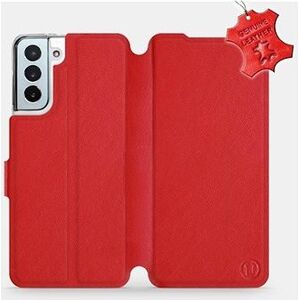 Flip puzdro na mobil Samsung Galaxy S21 Plus 5G – Červené – kožené – Red Leather