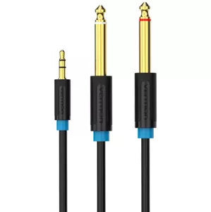 Kábel Vention 3.5mm TRS Male to 2x 6.35mm Male Audio Cable 1.5m BACBG (black)
