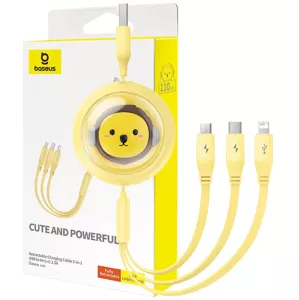 Kábel Baseus Charging Cable 3w1 USB to USB-C, USB-M, Lightning 3,5A, 1,1m (yellow)