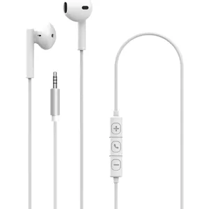 Slúchadlá XQISIT Button type headset wired with Jack 3.5mm White (45441)