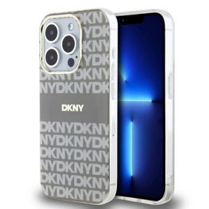 DKNY PC/TPU Repeat Pattern Tonal Stripe Magsafe Zadní Kryt pro iPhone 14 Pro Max Beige