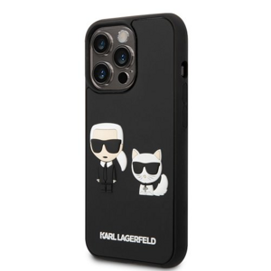 Puzdro Karl Lagerfeld and Choupette 3D iPhone 14 Pro Max - čierne