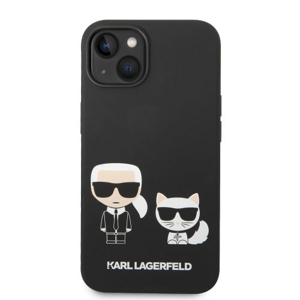 Puzdro Karl Lagerfeld and Choupette Liquid Silicone iPhone 14 - čierne