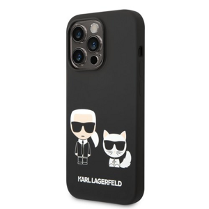 Puzdro Karl Lagerfeld and Choupette Liquid Silicone iPhone 14 Pro - čierne