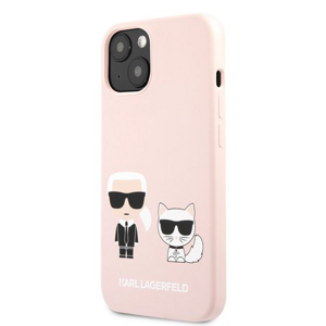 Puzdro Karl Lagerfeld and Choupette Liquid Silicone MagSafe iPhone 13 - ružové