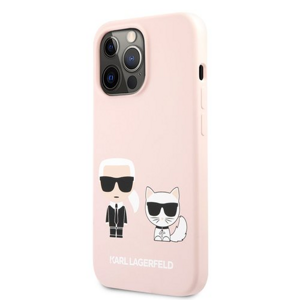Puzdro Karl Lagerfeld and Choupette Liquid Silicone MagSafe iPhone 13 Pro Max - ružové