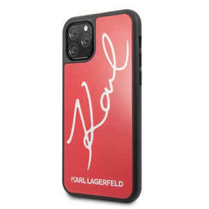Puzdro Karl Lagerfeld iPhone 11 Pro Max KLHCN65DLKSRE Signature Glitter - červené