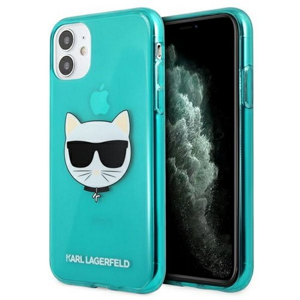 Puzdro Karl Lagerfeld iPhone 12 Pro Max KLHCP12LCHTRB Glitter Choupette - modré