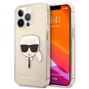 Karl Lagerfeld case for iPhone 13 Mini 5,4" KLHCP13SKHTUGLGO gold hard case Glitter Karl`s Hea