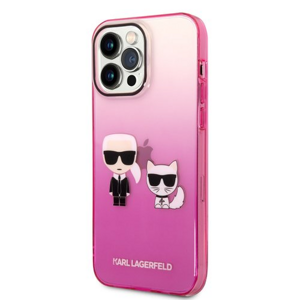Puzdro Karl Lagerfeld Gradient Karl and Choupette iPhone 14 Pro Max - ružové
