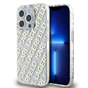 Karl Lagerfeld IML Electroplated Repeated Logo Zadní Kryt pro iPhone 15 Pro Max Gold