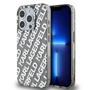 Karl Lagerfeld IML Electroplated Repeated Logo Zadní Kryt pro iPhone 15 Pro Max Silver