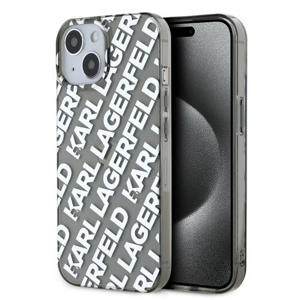 Karl Lagerfeld IML Electroplated Repeated Logo Zadní Kryt pro iPhone 15 Silver