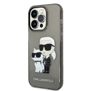 Karl Lagerfeld IML Glitter Karl and Choupette NFT Zadní Kryt pro iPhone 14 Pro Black