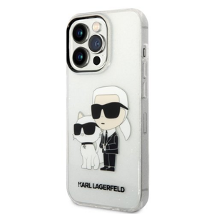 Puzdro Karl Lagerfeld IML Glitter Karl and Choupette NFT iPhone 14 Pro Max - transparentné