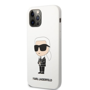 Puzdro Karl Lagerfeld Liquid Silicone Ikonik NFT iPhone 12/12 Pro - biele