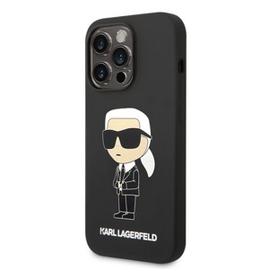 Puzdro Karl Lagerfeld Liquid Silicone Ikonik NFT iPhone 14 Pro Max - čierne