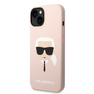 Karl Lagerfeld Liquid Silicone Karl Head Zadní Kryt pro iPhone 14 Pink