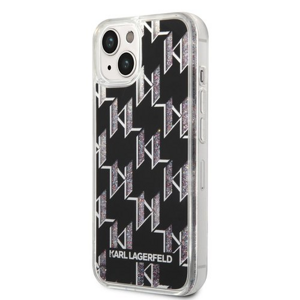Karl Lagerfeld Monogram Liquid Glitter Zadní Kryt pro iPhone 14 Plus Black