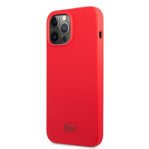 Lacoste Liquid Silicone Glossy Printing Logo Kryt pro iPhone 13 Pro Max Red