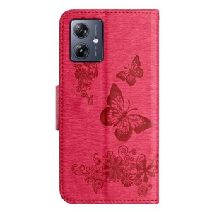 Puzdro Mezzo Book Motorola Moto G54/G54 Power, vzor motýle - červené